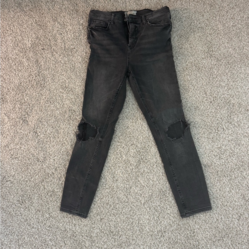 Free People Distressed Busted Knee Skinny Jeans